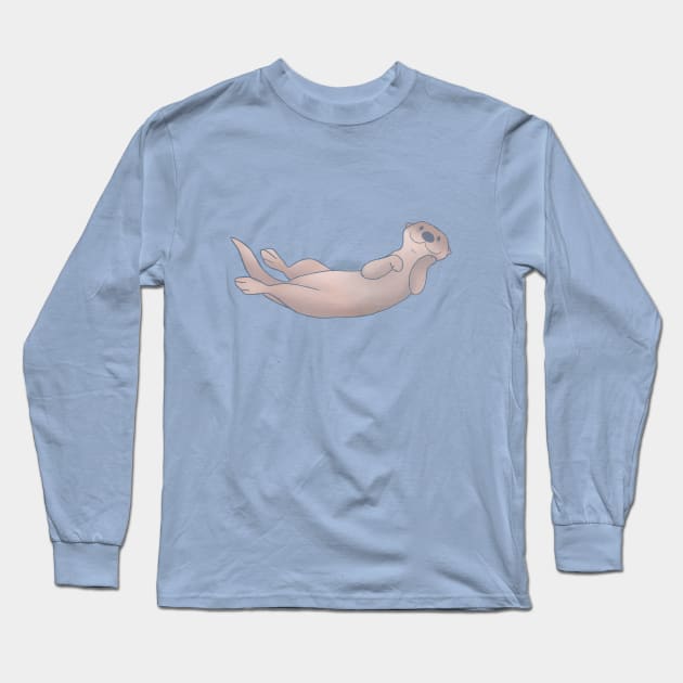 Chillin Lazy Otter Long Sleeve T-Shirt by ManonDeLArt